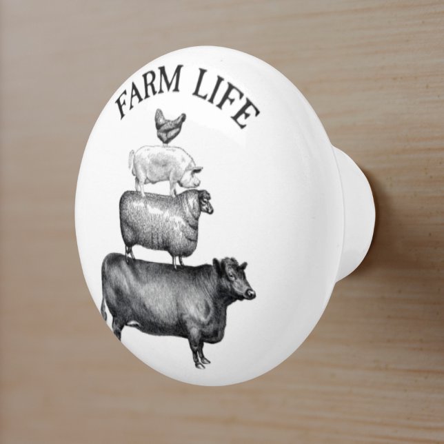 Bouton De Porte En Céramique Animaux de la ferme (Créateur téléchargé)