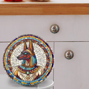 Bouton De Porte En Céramique Anubis égyptien - Art Mosaïque