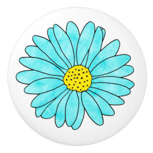 Bouton De Porte En Céramique Aqua Daisy