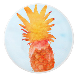 Bouton De Porte En Céramique Aquarelle d'ananas Tropical Summer Party Élégant