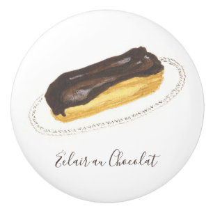 Bouton De Porte En Céramique Aquarelle Éclair au Chocolat