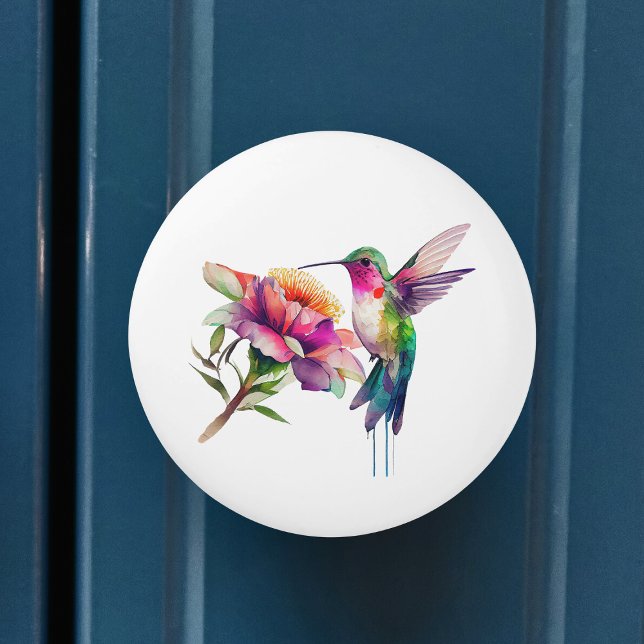 Bouton De Porte En Céramique Aquarelle florale des colibris (Créateur téléchargé)