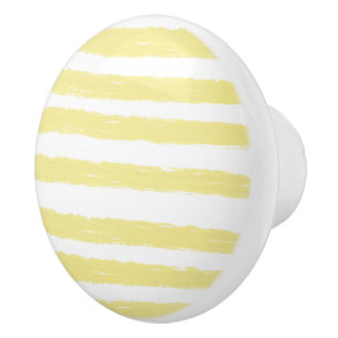 Bouton De Porte En Céramique Aquarelle jaune pastel rayures