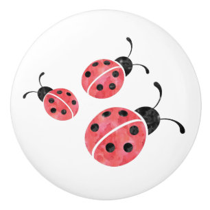 Bouton De Porte En Céramique Aquarelle Ladybug Ceramic Knows