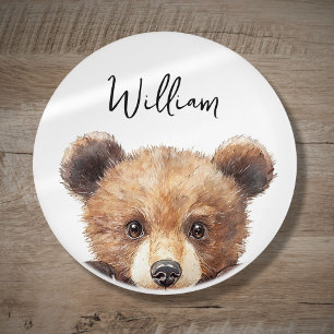 Bouton De Porte En Céramique Aquarelle mignonne Bois Ours animal Salle de soins