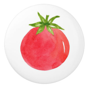 Bouton De Porte En Céramique Aquarelle Tomate