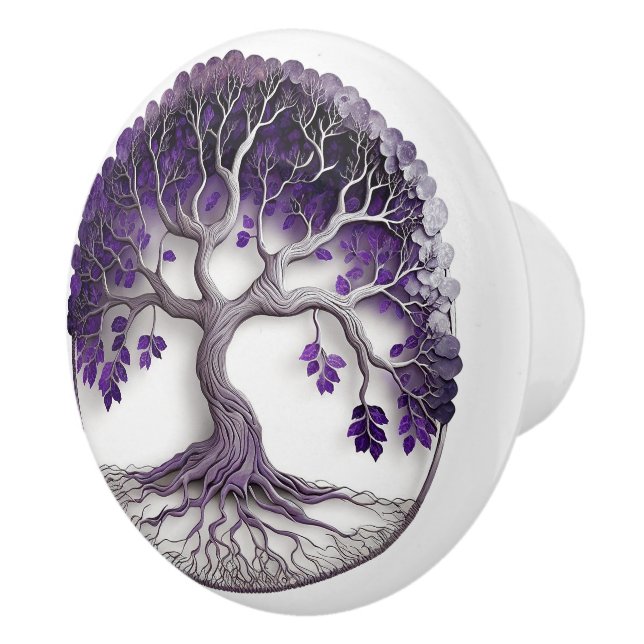 Bouton De Porte En Céramique Arbre Améthyste De Vie Yggdrasil (Droite)