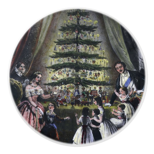 Bouton De Porte En Céramique Arbre de Noël de la reine Victoria (Devant)