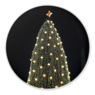 Bouton De Porte En Céramique Arbre de Noël national la nuit