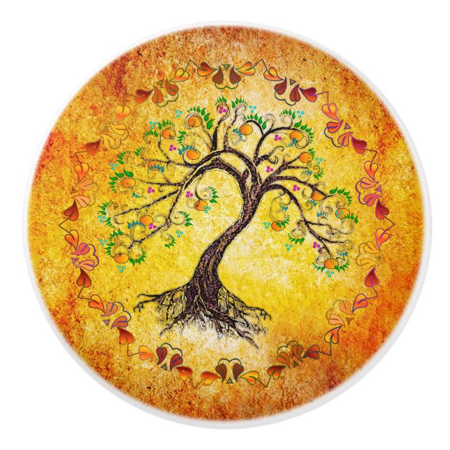 Bouton De Porte En Céramique Arbre de vie (Devant)