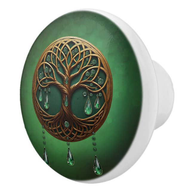 Bouton De Porte En Céramique Arbre de vie stylisé (Droite)