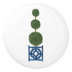 Bouton De Porte En Céramique Arbre topiaire triple chinoiserie