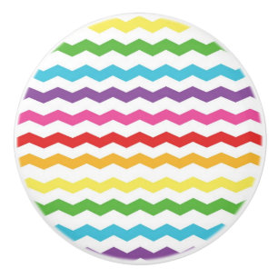 Bouton De Porte En Céramique Arc-en-ciel Chevron Motif Dresseur coloré de tiroi