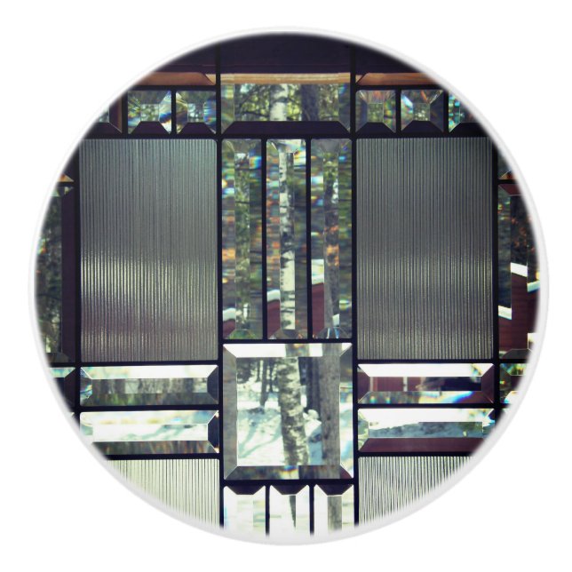 Bouton De Porte En Céramique Argent métallique biseauté d'arbre en verre et de (Devant)