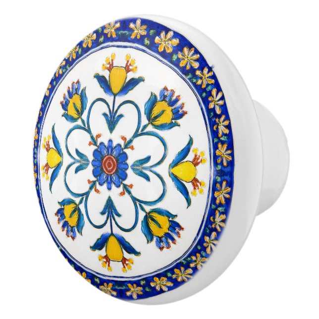 Bouton De Porte En Céramique Armoire Florale italienne Antico Deruta (Droite)