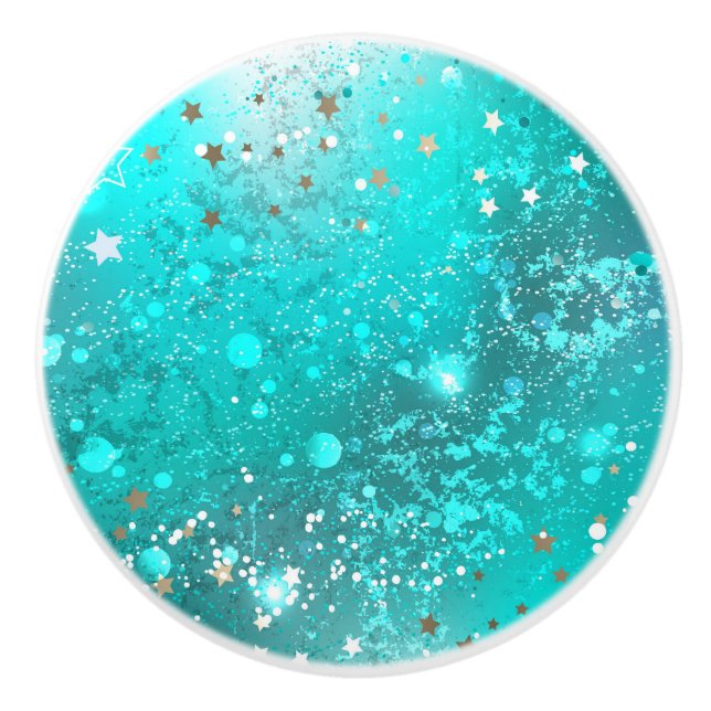 Bouton De Porte En Céramique Arrière - plan à huile Turquoise de la menthe (Devant)