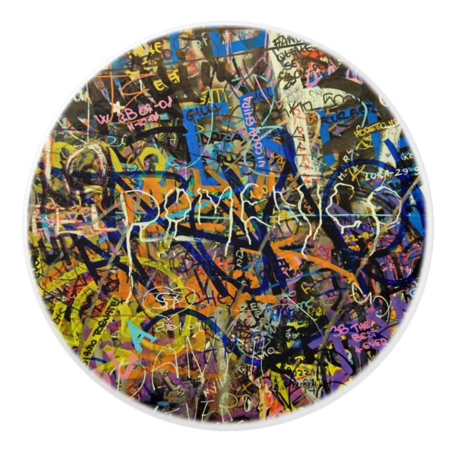 Bouton De Porte En Céramique Arrière - plan de graffiti (Devant)