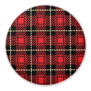 Bouton De Porte En Céramique Arrière - plan rouge de plaid