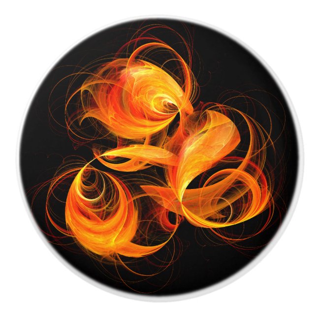 Bouton De Porte En Céramique Art Abstrait Fireball (Devant)