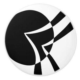 Bouton De Porte En Céramique Art Abstrait Noir Et Blanc
