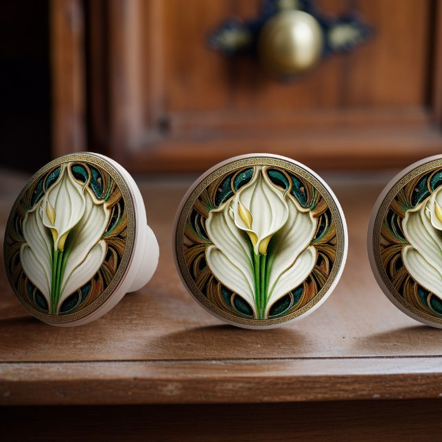Bouton De Porte En Céramique Art Déco Lilly Art Nouveau (Créateur téléchargé)