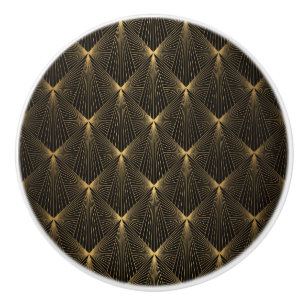 Bouton De Porte En Céramique Art déco, or noir, chic, élégant, motif, classe, t