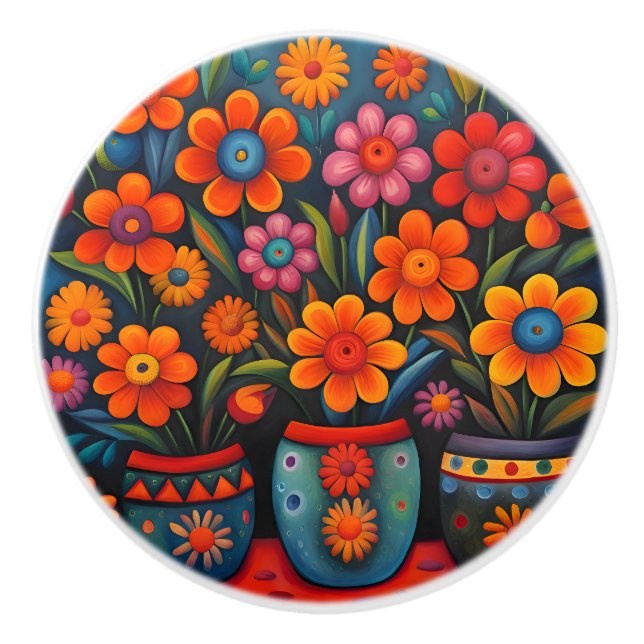 Bouton De Porte En Céramique Art mexicain (Devant)