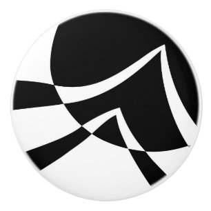 Bouton De Porte En Céramique Art moderne Abstrait noir et blanc