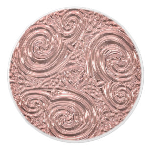 Bouton De Porte En Céramique Art nouveau victorien rose élégant gravé