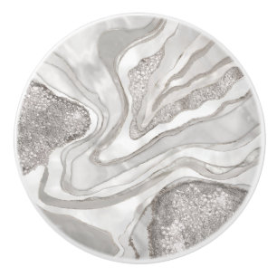 Bouton De Porte En Céramique Art numérique de perle, diamants et géode platine