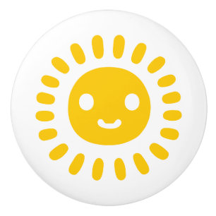 Bouton De Porte En Céramique Art solaire jaune