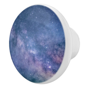 Bouton De Porte En Céramique Astronaute dans l'espace avec ballon de lune cosmo