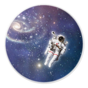 Bouton De Porte En Céramique Astronaute Espace Tourbillon Vortex Étoiles Galaxi