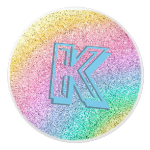 Bouton De Porte En Céramique Awesome Pastel Parties scintillant Girly Monogramm