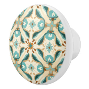 Bouton De Porte En Céramique Azulejo Mocha Menthe Merveilleux