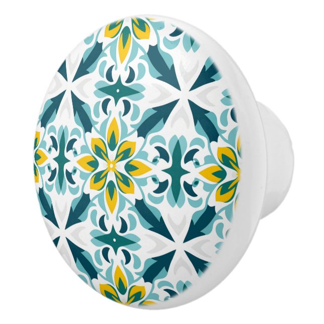 Bouton De Porte En Céramique 💙 💛 Azulejos Lisboa Bloom (Droite)