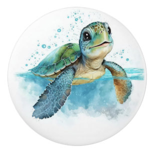 Bouton De Porte En Céramique Baby Turtle Beach Bonnets de tiroir nautique
