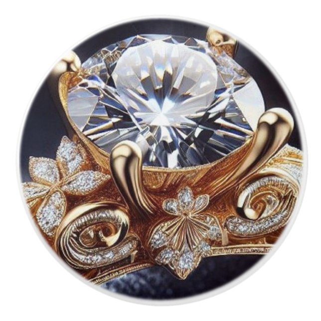 Bouton De Porte En Céramique Bague diamant or (Devant)
