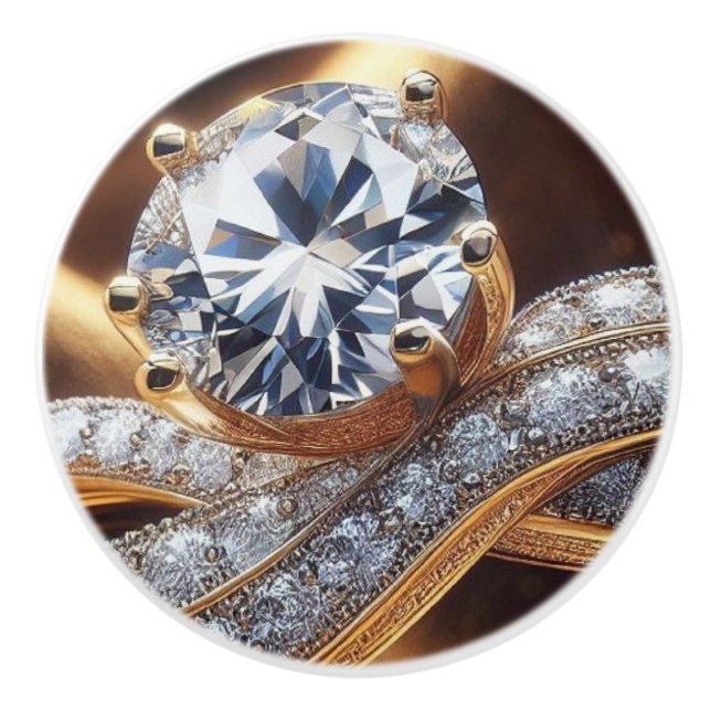 Bouton De Porte En Céramique Bague diamant or (Devant)