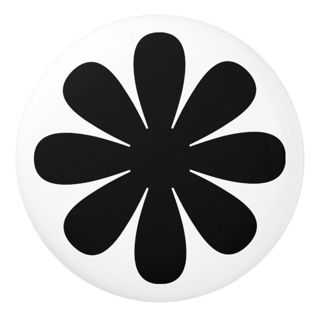 Bouton De Porte En Céramique Baisée noire rétro (Devant)