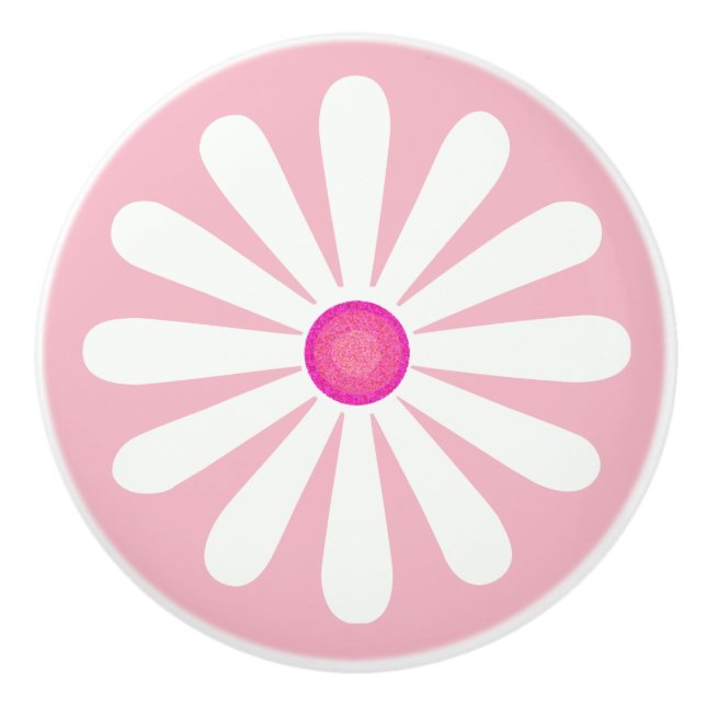 Bouton De Porte En Céramique Baisson blanc rose (Devant)