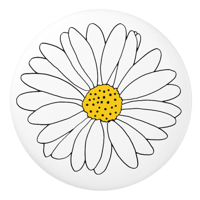 Bouton De Porte En Céramique Baisson jaune et blanc (Devant)
