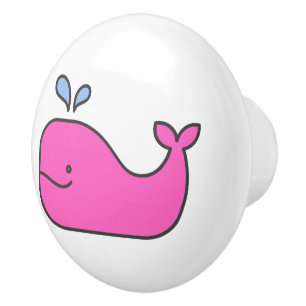 Bouton De Porte En Céramique Baleine rose côtière de Preppal