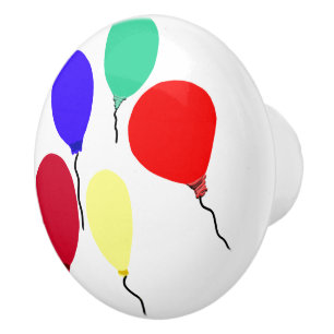 Bouton De Porte En Céramique Ballons rouges bleus verts