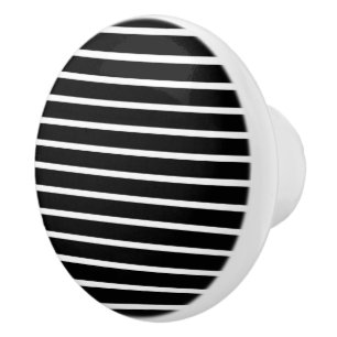 Bouton De Porte En Céramique Bande noire et blanche moderne