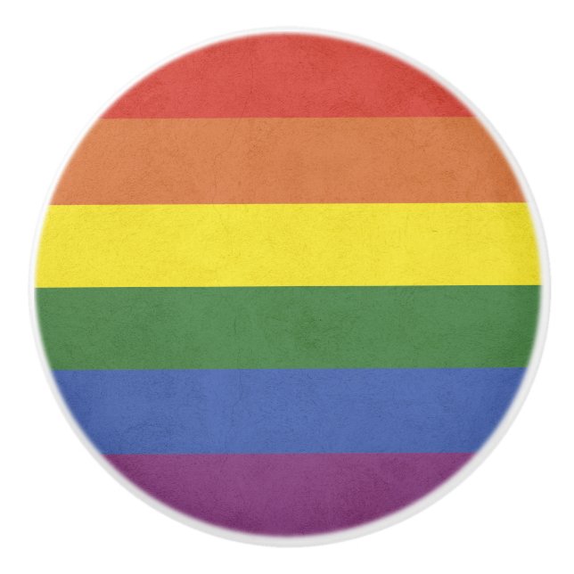 Bouton De Porte En Céramique Bandes arc-en-ciel (Devant)