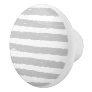 Bouton De Porte En Céramique Bandes d'aquarelle gris blanc