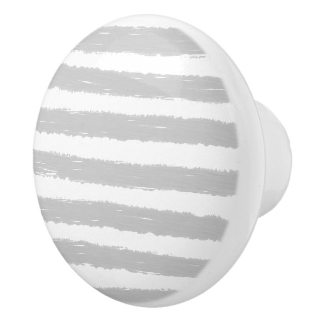 Bouton De Porte En Céramique Bandes d'aquarelle gris blanc (Droite)