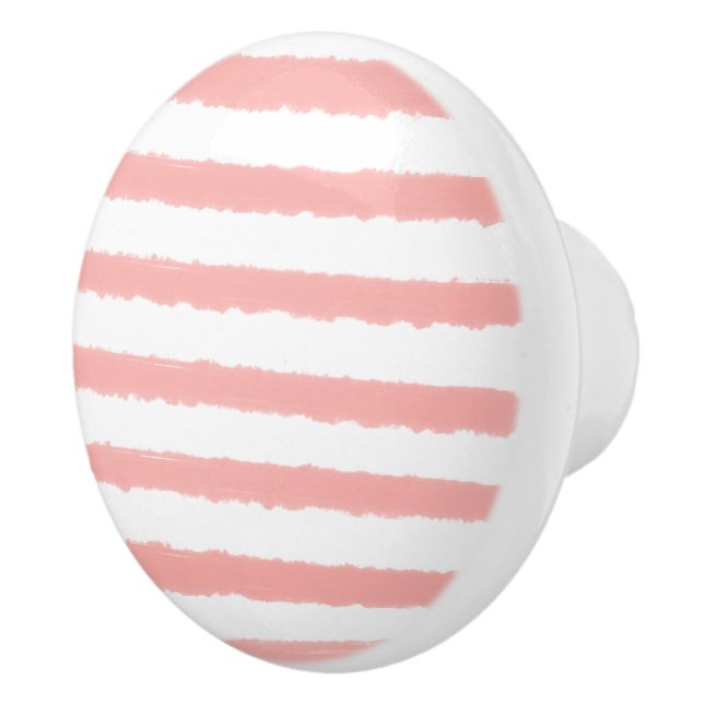 Bouton De Porte En Céramique Bandes d'aquarelle rose pastel (Droite)