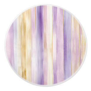 Bouton De Porte En Céramique Bandes d'or violet